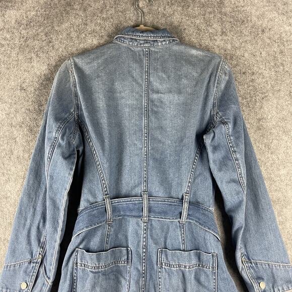 Madewell Denim Tie Waist Jumpsuit Womens Medium Blue Coverall Preppy Hipster - Picture 12 of 16